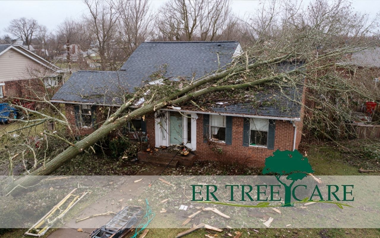 storm damage tree removal in Louisville, KY during a post-storm yard inspection