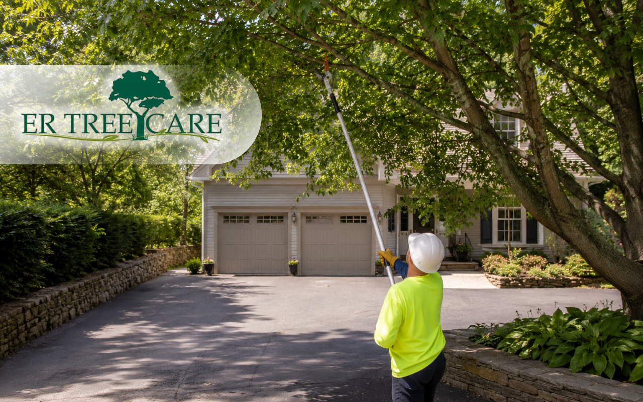 Tree trimming for clearance above a residential driveway